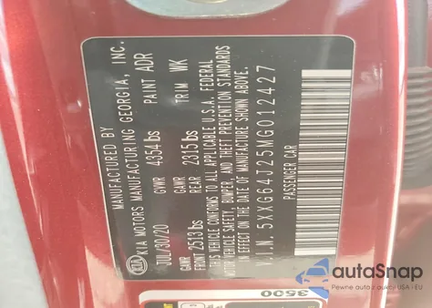 2021 Kia K5 Gt Line from USA, damaged, VIN 5XXG64J25MG012427